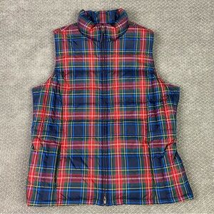 Talbots Puffer Vest Woman's 2X Tartan Plaid Blue Green Red Down